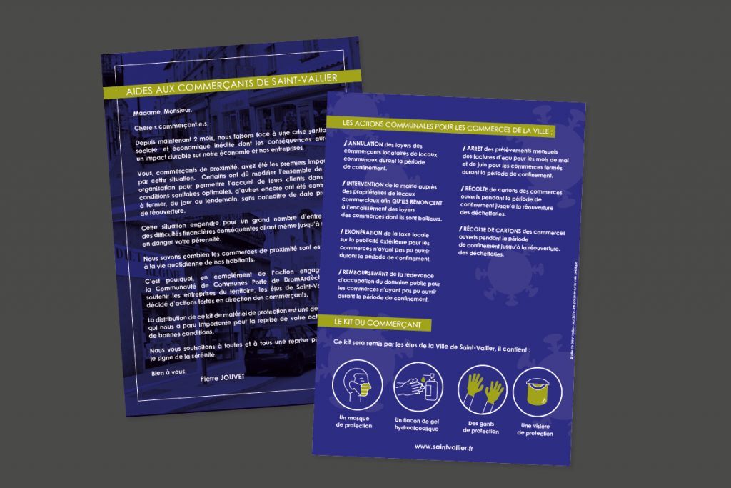 Flyer covid19 pour les commerçants de laville de saint-vallier dans la Drôme