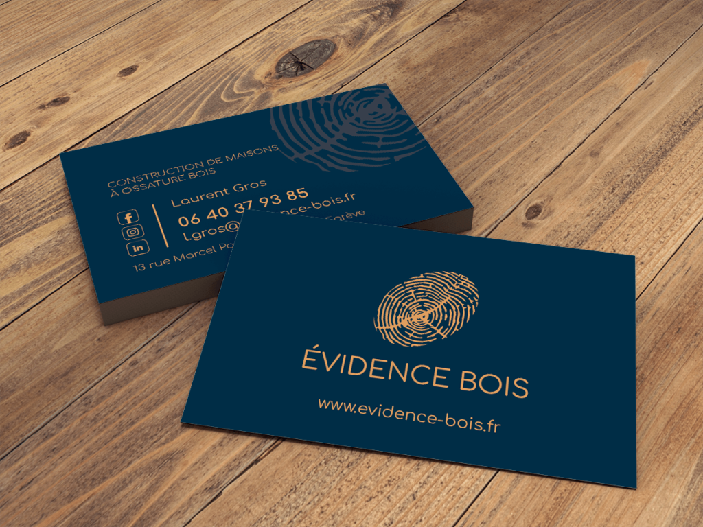 Carte de visite Evidence Bois élégantes et sobres - nouvelle identité visuelle